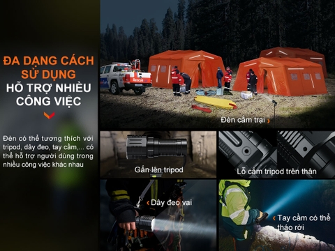 Đèn pin tìm kiếm cứu nạn FENIX LR60R sáng 21.000 lumen chiếu xa 1085m pin dung lượng 16000mAh USB-C Powerbank tích hợp cảm biến tiệm cận