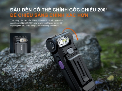 Đèn mini FENIX SW05R sáng 150 lumen chiếu xa 39m tích hợp UV, ánh sáng đỏ nam châm đuôi