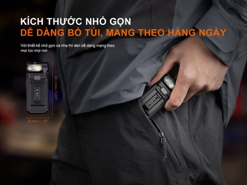 Đèn mini FENIX SW05R sáng 150 lumen chiếu xa 39m tích hợp UV, ánh sáng đỏ nam châm đuôi