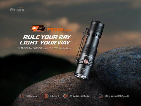 Fenix PD26R ACE – Đèn pin chiến thuật EDC nhỏ gọn sáng 1300 lumen, chiếu xa 354m