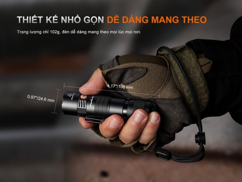 Fenix PD26R ACE – Đèn pin chiến thuật EDC nhỏ gọn sáng 1300 lumen, chiếu xa 354m