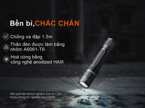 Đèn pin FENIX PD32R sáng 1400lm chiếu xa 344m sạc USB-C pin 18650 3400mAh