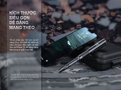 Fenix T6 – Bút viết tích hợp đèn pin độ sáng 80 lumen, sạc USB-C