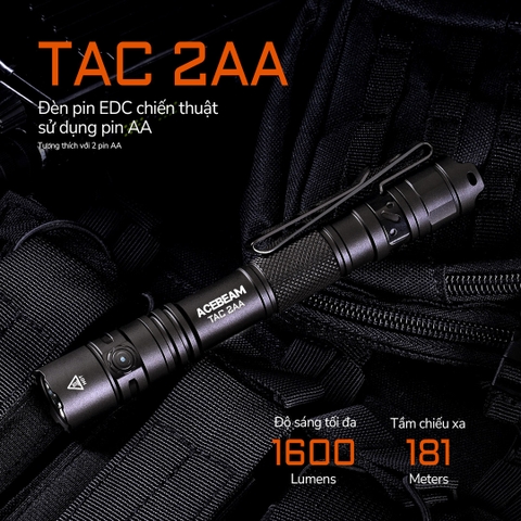 Đèn pin ACEBEAM TAC 2AA 1600 lumen chiếu xa 181m pin 14100