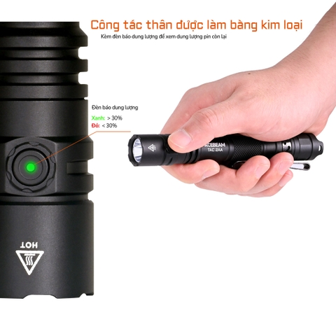 Đèn pin ACEBEAM TAC 2AA 1600 lumen chiếu xa 181m pin 14100