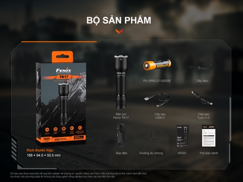 Đèn pin chiến thuật Fenix TK17 –  Sáng 3600 lumen pin 6000mAh USB-C