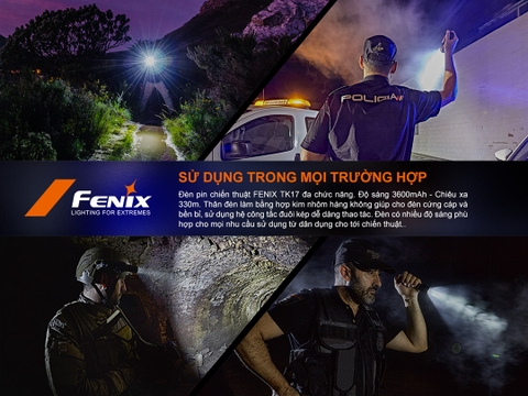 Đèn pin chiến thuật Fenix TK17 –  Sáng 3600 lumen pin 6000mAh USB-C
