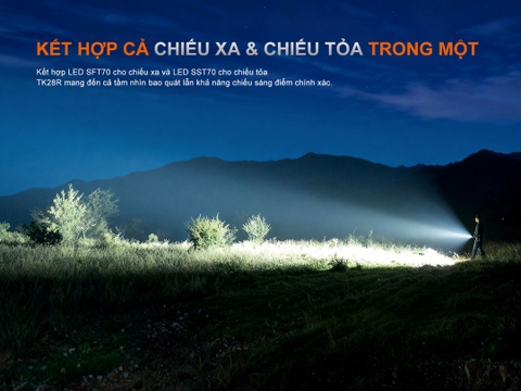 FENIX TK28R – Đèn pin chiến thuật 6500lm 2 nguồn sáng trắng đỏ chiếu xa 400m