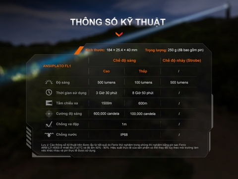 Đèn Pin Fenix TK30R sáng 500 lumen chiếu xa 1500m công nghệ Laser trắng (LEP)