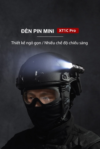 Đèn pin mini KLARUS XT1C Pro sáng 1000 lm chiếu xa 200m pin 16340 chuyên cài mũ bảo hiểm