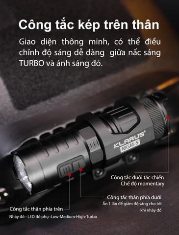 Đèn pin mini KLARUS XT1C Pro sáng 1000 lm chiếu xa 200m pin 16340 chuyên cài mũ bảo hiểm