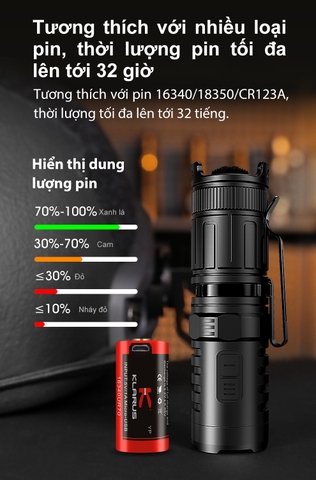 Đèn pin mini KLARUS XT1C Pro sáng 1000 lm chiếu xa 200m pin 16340 chuyên cài mũ bảo hiểm