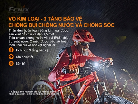 Đèn xe đạp FENIX BC26R sáng 1600 lm chiếu xa 168m LED Luminus pin 21700 5000mAh sạc type-C