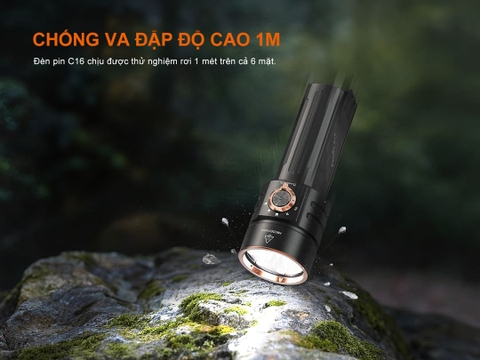 Đèn pin tìm kiếm Fenix C16 – Sáng 6000 lumen chiếu xa 424m, tích hợp UV và đèn đỏ, sạc nhanh USB-C 20W