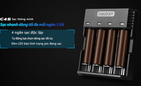 Sạc pin MIBOXER C4S đa năng 4 slot