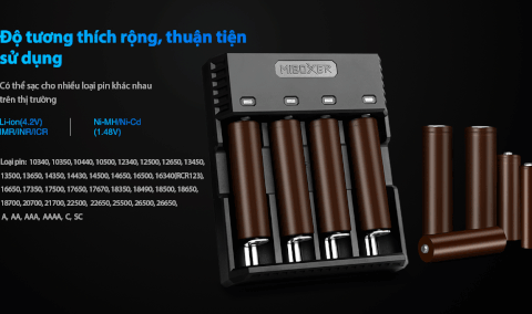 Sạc pin MIBOXER C4S đa năng 4 slot