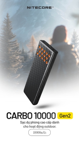 NITECORE CARBO 10000 Gen2 – Sạc dự phòng 30W vỏ sợi carbon, chống nước IPX8