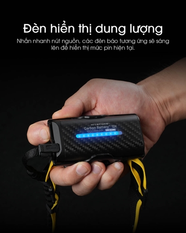 Pin sạc mở rộng NITECORE Carbon 12K 12000mAH dành cho đèn đeo đầu NITECORE