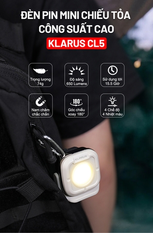 Đèn Chiếu Tỏa Mini KLARUS CL5 650 Lumen – 4 Nhiệt Màu