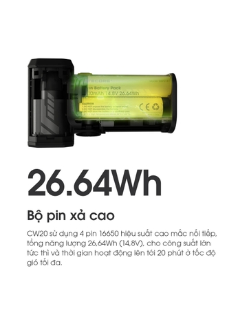 Quạt Nhiếp Ảnh NITECORE CW20 100W – Tốc Độ Gió 150 km/h