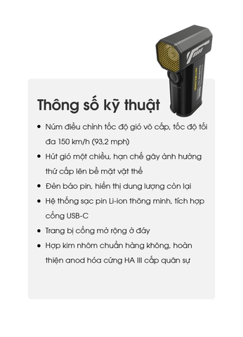 Quạt Nhiếp Ảnh NITECORE CW20 100W – Tốc Độ Gió 150 km/h