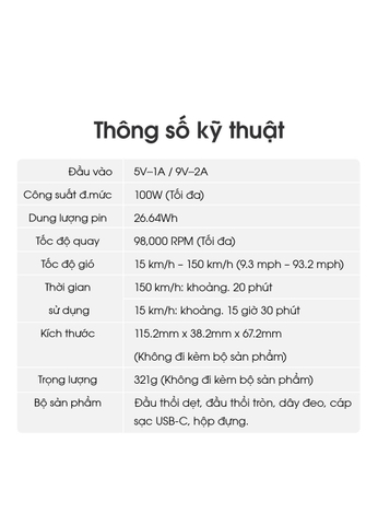 Quạt Nhiếp Ảnh NITECORE CW20 100W – Tốc Độ Gió 150 km/h