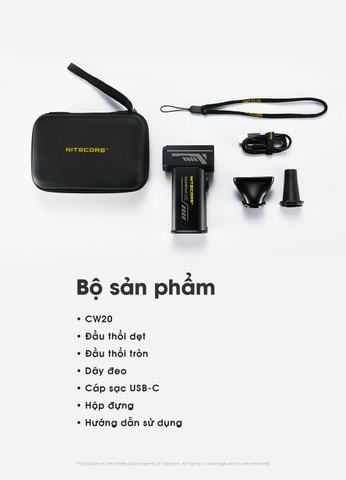 Quạt Nhiếp Ảnh NITECORE CW20 100W – Tốc Độ Gió 150 km/h