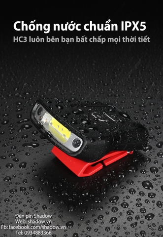 Đèn pin đội đầu KLARUS HC3 LED COB độ sáng 100 lumen chiếu xa 15m (pin liền)
