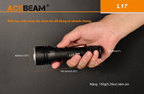 Đèn pin chiếu xa ACEBEAM L17 độ sáng 1400lm chiếu xa 802m pin 18650