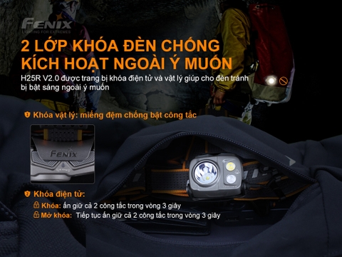 Đèn pin đội đầu FENIX HP25R V2.0 sáng 1600 lumens chiếu xa 290m pin 21700 5000 mAh sạc USB-C