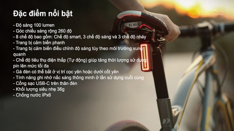 Đèn hậu xe đạp MAGICSHINE SEEMEE 100 V2.0 độ sáng 100 lumen pin 800mAh