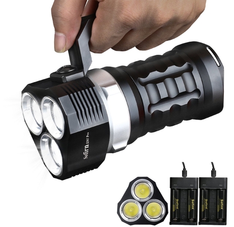 Đèn lặn SOFIRN SD01 Pro sáng 10.000 lumen chiếu xa 377m 3 LED Cree XHP50.2 chịu sâu 100 mét 4 pin 18650