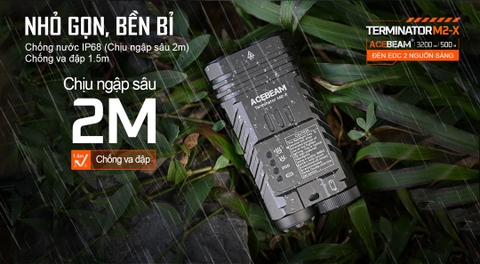 Đèn pin cao cấp ACEBEAM M2-X TERMINATOR 3200 lumen chiếu xa 500m pin 18650 3100mAh