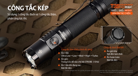 Đèn pin ACEBEAM T35 sáng 1900 lumens chiếu xa 380m pin 18650 2600mAh sạc USB C