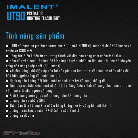 Đèn pin chiếu xa IMALENT UT90 PREDATOR sáng 4.800lm chiếu xa 1308m