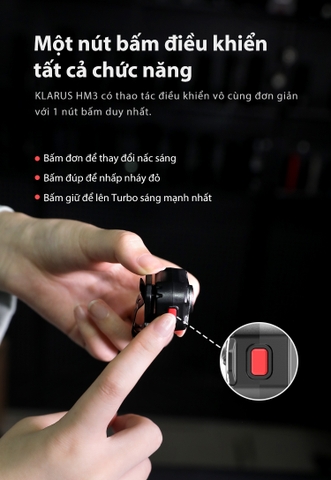 Đèn pin đeo đầu gài mũ siêu nhẹ KLARUS HM3 độ sáng 670 lumen pin 200mAh