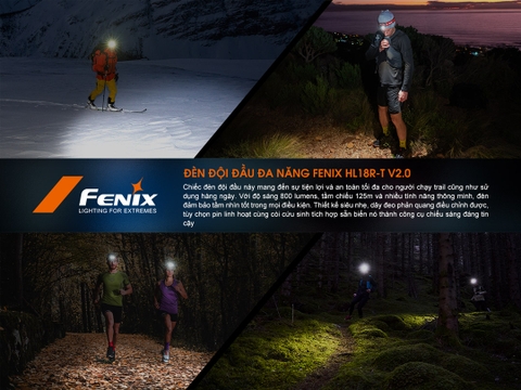 Đèn đội đầu Fenix HL18R-T V2.0 sáng 800 Lm Siêu nhẹ chuyên chạy trail