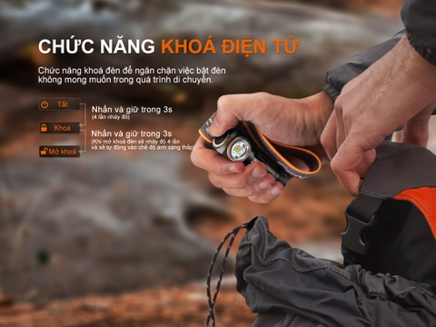 Đèn gù đội đầu siêu nhẹ FENIX HM23 V2.0 sáng 300 lumen chiếu xa 80m đuôi nam châm pin AA