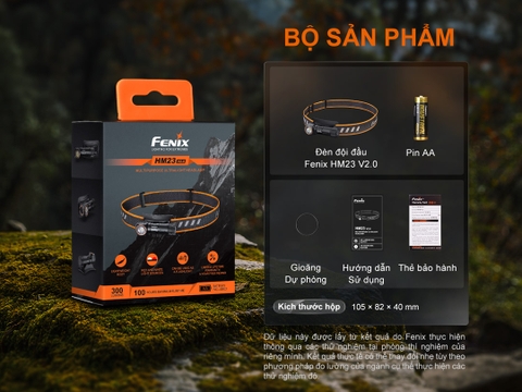 Đèn gù đội đầu siêu nhẹ FENIX HM23 V2.0 sáng 300 lumen chiếu xa 80m đuôi nam châm pin AA