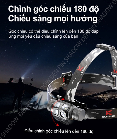 Đèn pin đội đầu KLARUS HL1 1200 lumen chiếu xa 125m pin 18650 2600mAh (kèm theo) sạc USB