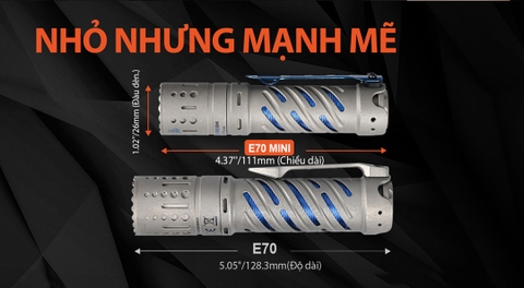 Đèn pin ACEBEAM E70 Mini Titanium độ sáng 1500lm CRI90 chiếu xa 140m sử dụng pin 18650 3100mAH (kèm theo)