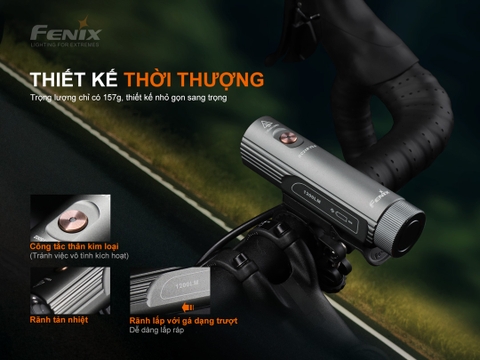 Đèn xe đạp FENIX BC21R V3.0 độ sáng 1200 lumen chiếu xa 142m pin 18650 2600mAh sạc USB-C