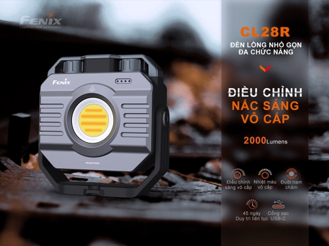 Đèn pin cắm trại Fenix CL28R sáng 2000 lumen pin 10000mAh sạc USB-C powerbank