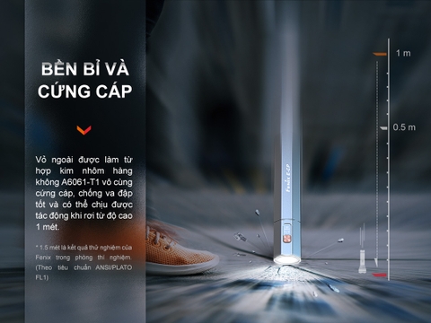 Đèn pin FENIX E-CP độ sáng 1600 lumen tầm xa 222m cổng sạc USB C chức năng Power Bank