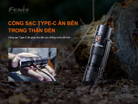 Đèn pin FENIX PD25R sáng 800 lumen chiếu xa 250m pin 16340 sạc USB-C hai công tắc