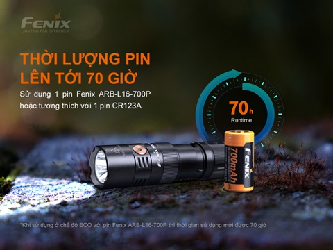 Đèn pin FENIX PD25R sáng 800 lumen chiếu xa 250m pin 16340 sạc USB-C hai công tắc