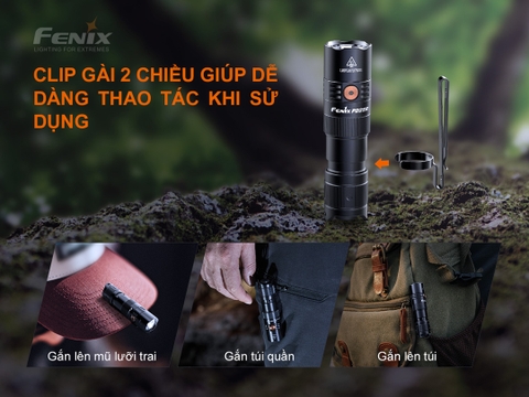 Đèn pin FENIX PD25R sáng 800 lumen chiếu xa 250m pin 16340 sạc USB-C hai công tắc