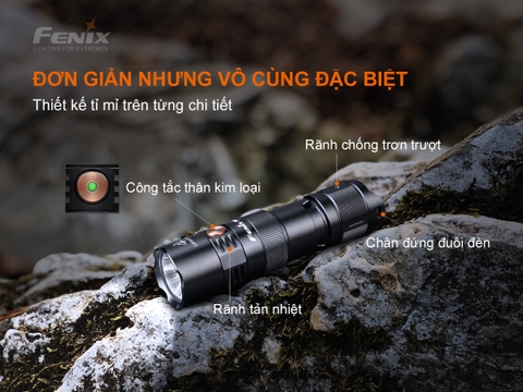 Đèn pin FENIX PD25R sáng 800 lumen chiếu xa 250m pin 16340 sạc USB-C hai công tắc