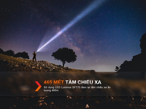 Đèn pin FENIX TK20R UE sáng 2800 lumen chiếu xa 465m cổng sạc USB-C công tắc xoay chiến thuật