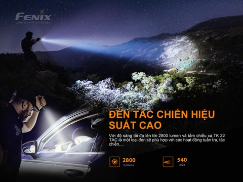 Đèn pin FENIX TK22 TAC sáng 2800lm chiếu xa 540m pin 21700 5000mAh